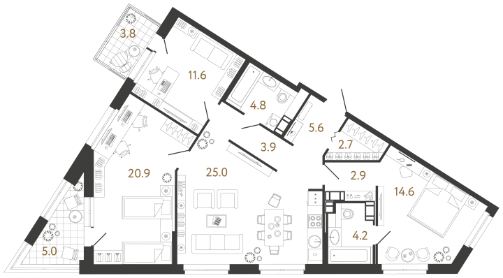 3-комнатная 96.2 м², 3 этаж, 24 433 980 руб.