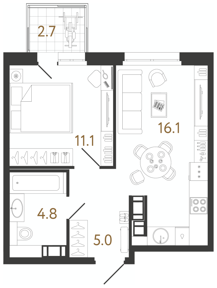 1-комнатная 37 м², 10 этаж, 14 304 148 руб.