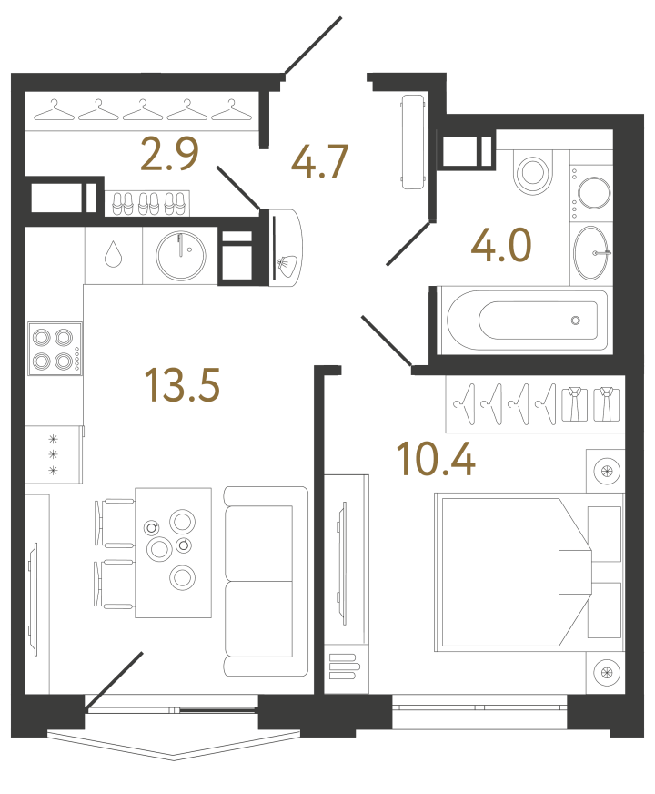 1-комнатная 35.5 м², 5 этаж, 10 200 645 руб.