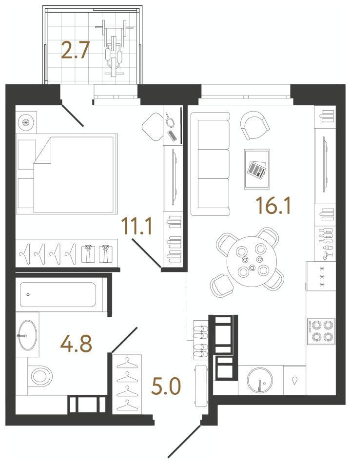 1-комнатная 37 м², 11 этаж, 14 304 148 руб.