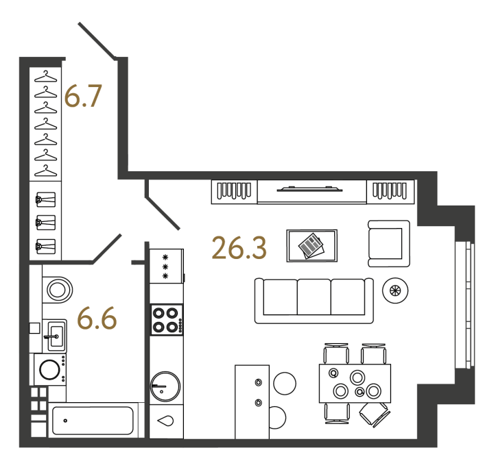 Студия 39.6 м², 4 этаж, 19 811 541 руб.