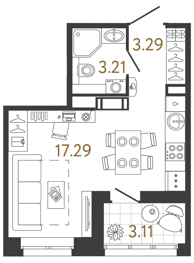 Студия 23.79 м², 3 этаж, 6 378 771 руб.