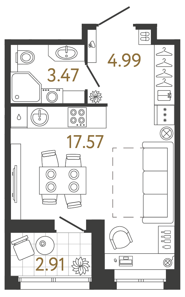 Студия 26.03 м², 2 этаж, 6 710 421 руб.