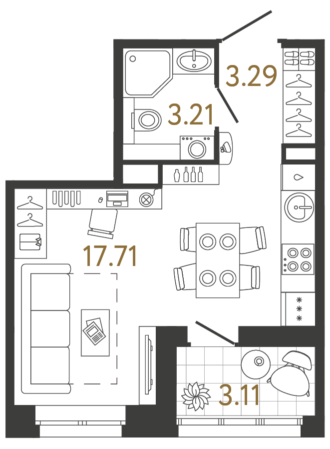 Студия 24.21 м², 2 этаж, 6 354 723 руб.