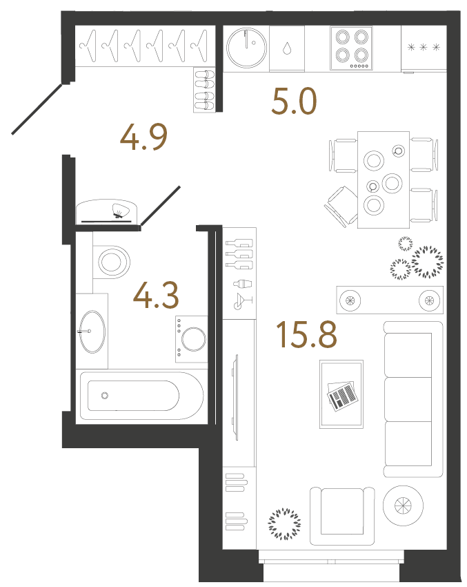 Студия 30 м², 6 этаж, 9 992 673 руб.