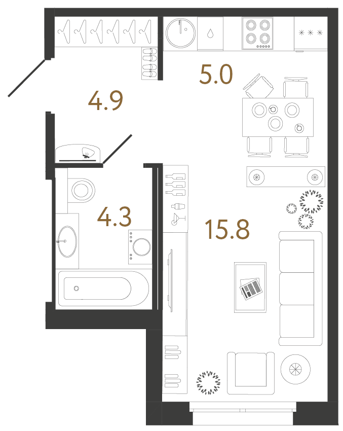 Студия 30 м², 4 этаж, 9 992 673 руб.