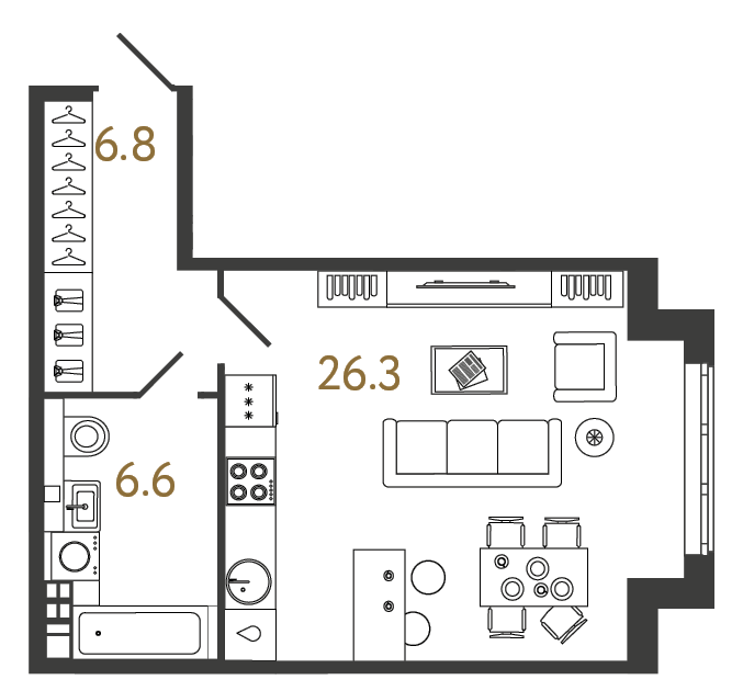 Студия 39.7 м², 4 этаж, 21 695 081 руб.