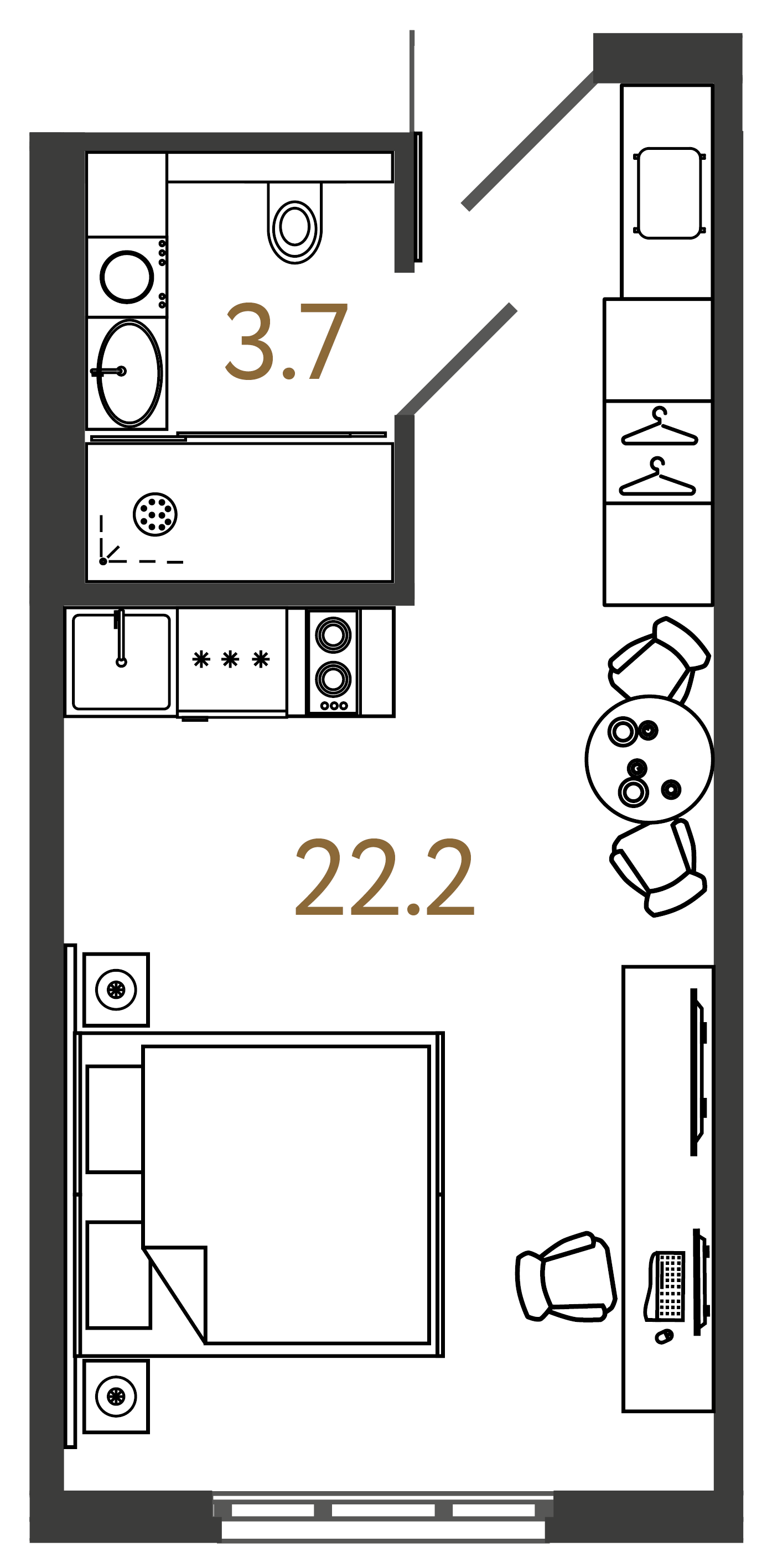 Студия 25.9 м²