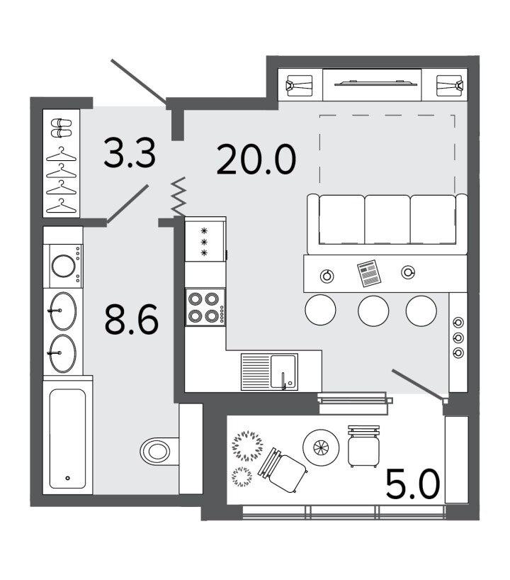 Студия 31.9 м², 2 этаж, 12 490 000 руб.