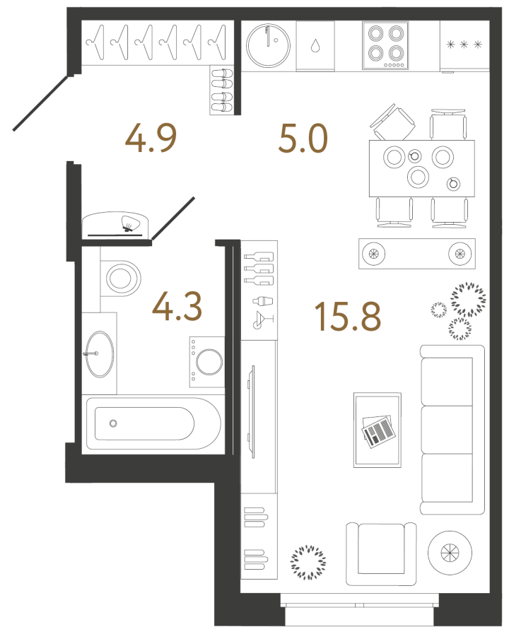 Студия 30 м², 3 этаж, 9 492 417 руб.