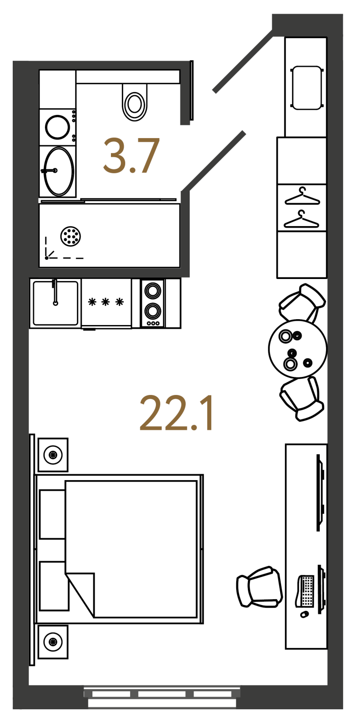 Студия 25.8 м², 15 этаж, 8 850 000 руб.