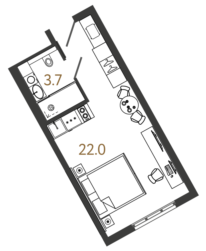 Студия 25.7 м², 3 этаж, 9 700 000 руб.