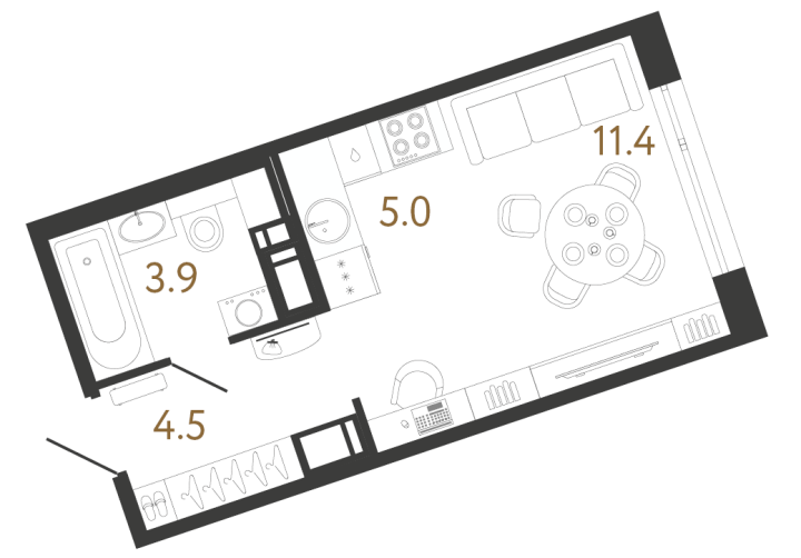 Студия 24.8 м², 5 этаж