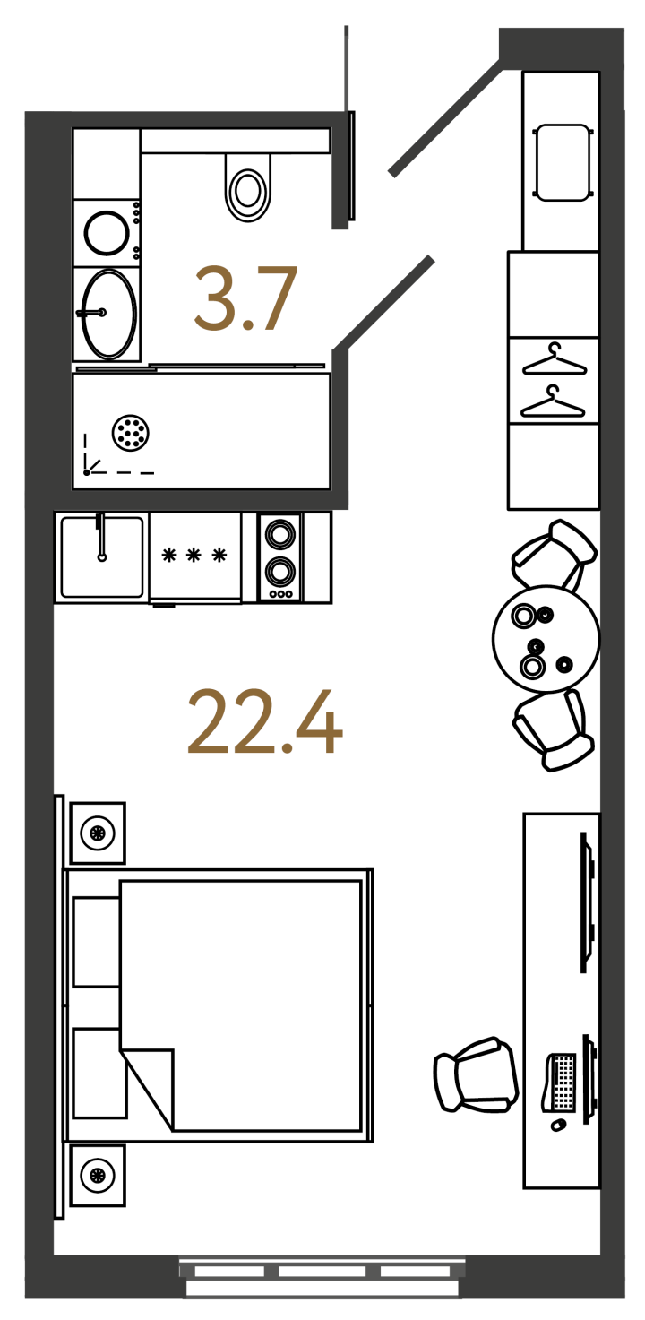Студия 26.1 м², 15 этаж, 8 850 000 руб.