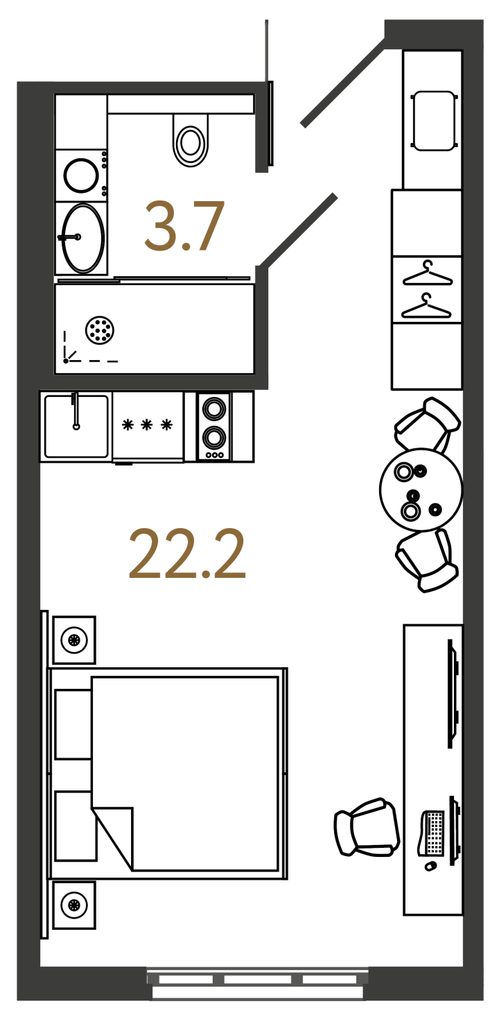 Студия 25.9 м², 15 этаж, 8 850 000 руб.