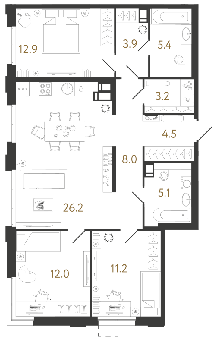 3-комнатная 92.4 м², 4 этаж, 23 725 215 руб.