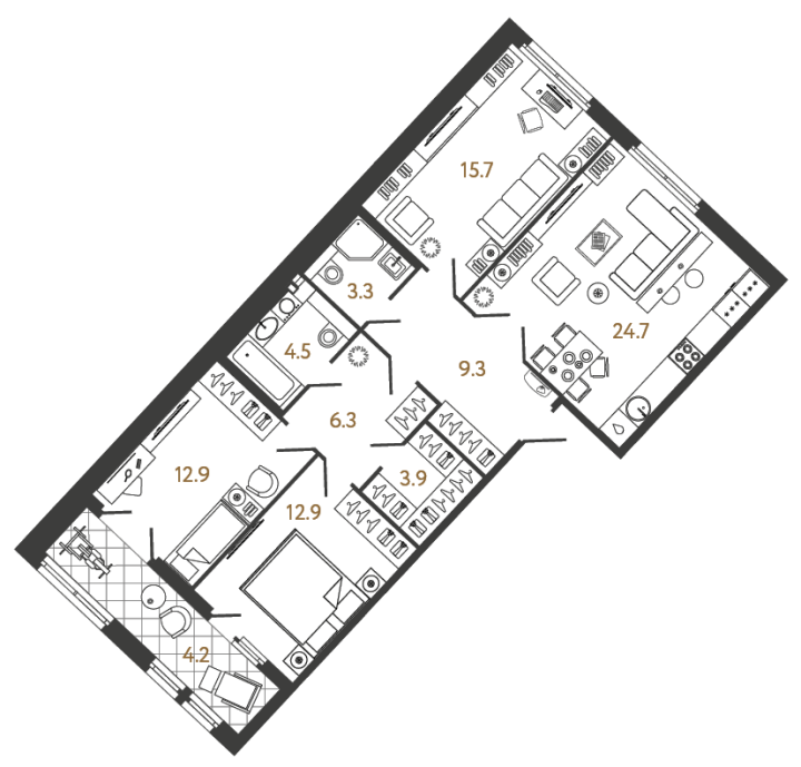 3-комнатная 93.5 м², 2 этаж, 41 000 000 руб.