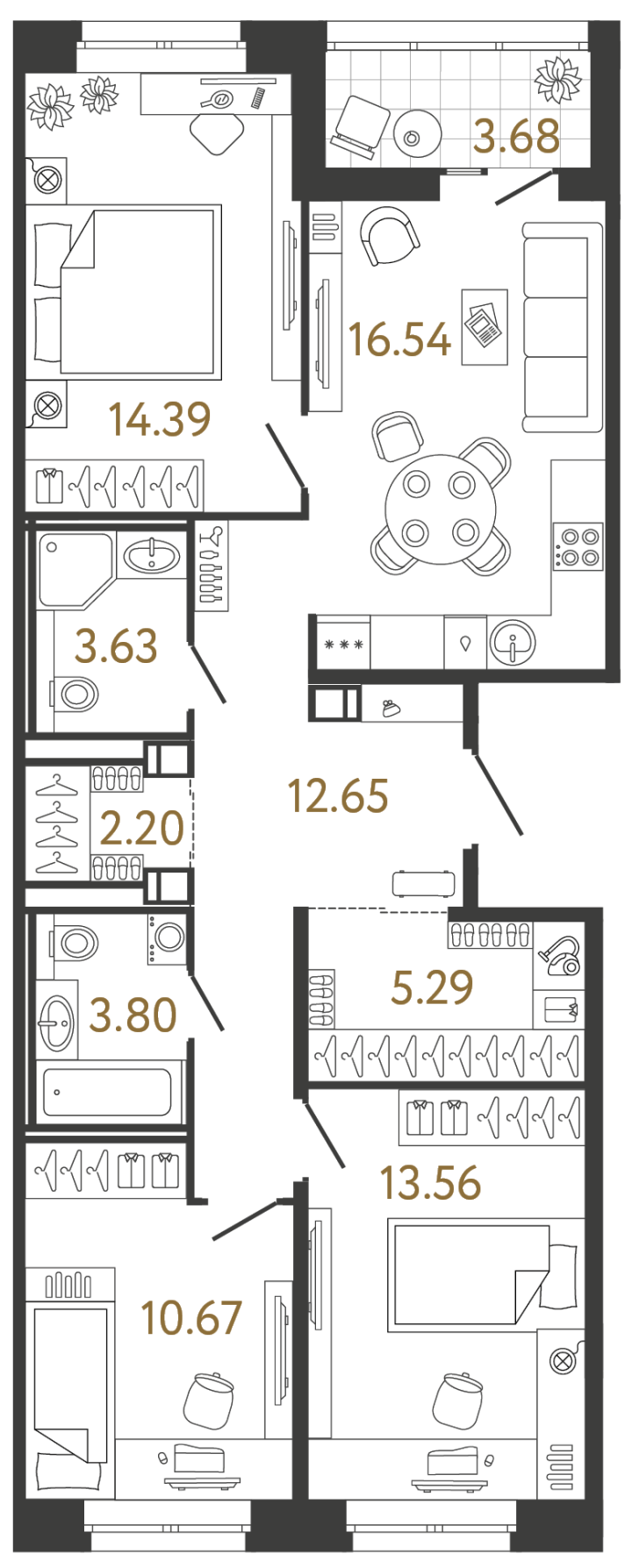 3-комнатная 82.73 м², 3 этаж, 20 169 326 руб.