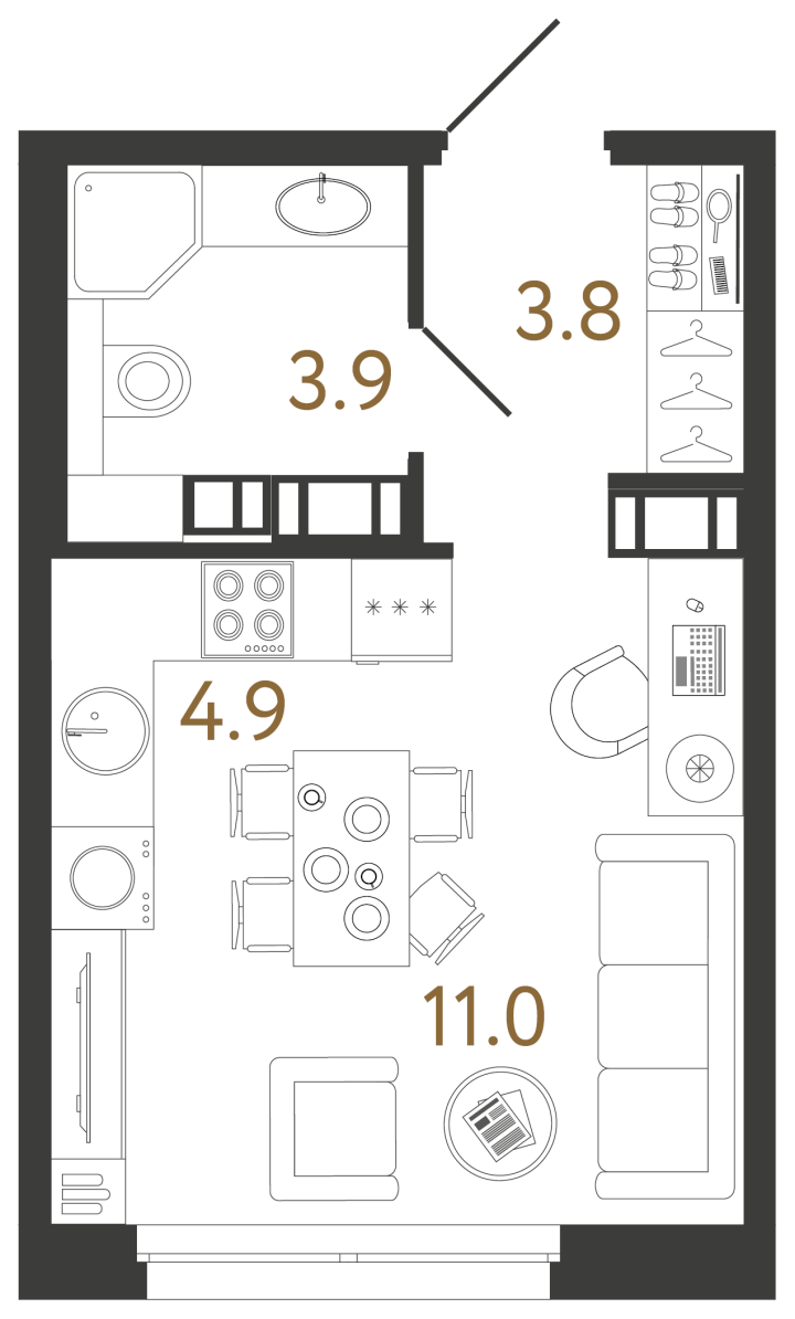 Студия 23.6 м², 6 этаж, 9 522 126 руб.