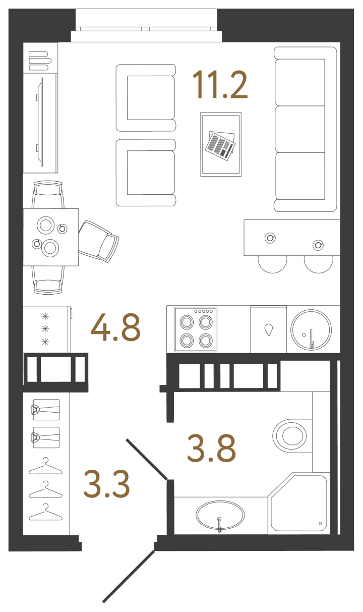 Студия 23.1 м², 9 этаж, 9 776 893 руб.