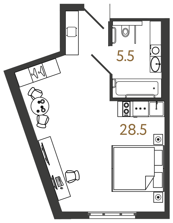 Студия 34 м², 14 этаж, 9 000 000 руб.