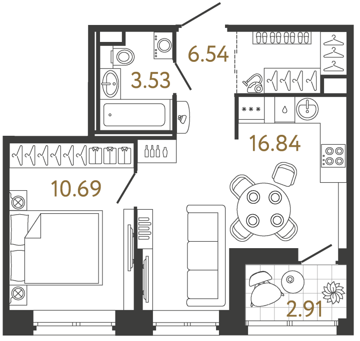 1-комнатная 37.6 м², 2 этаж, 8 981 112 руб.