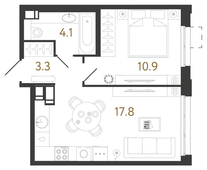 1-комнатная 36.1 м², 4 этаж, 9 940 218 руб.