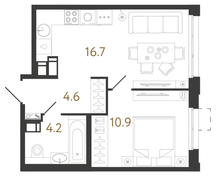 1-комнатная 36.4 м², 5 этаж, 10 332 799 руб.