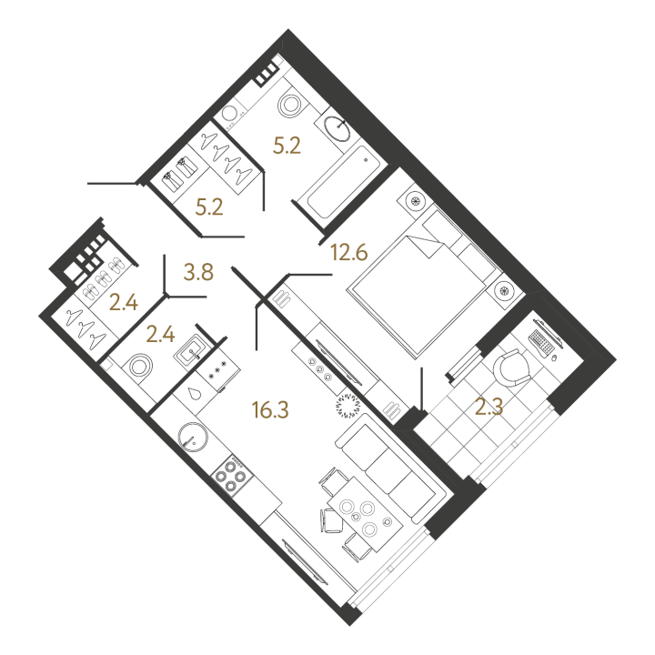 1-комнатная 47.9 м², 4 этаж, 26 271 613 руб.