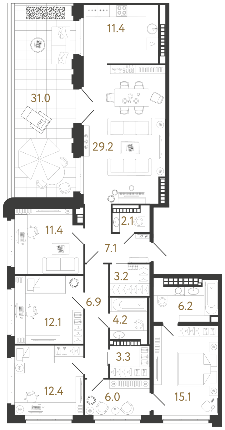 5-комнатная 130.6 м², 9 этаж, 82 278 000 руб.