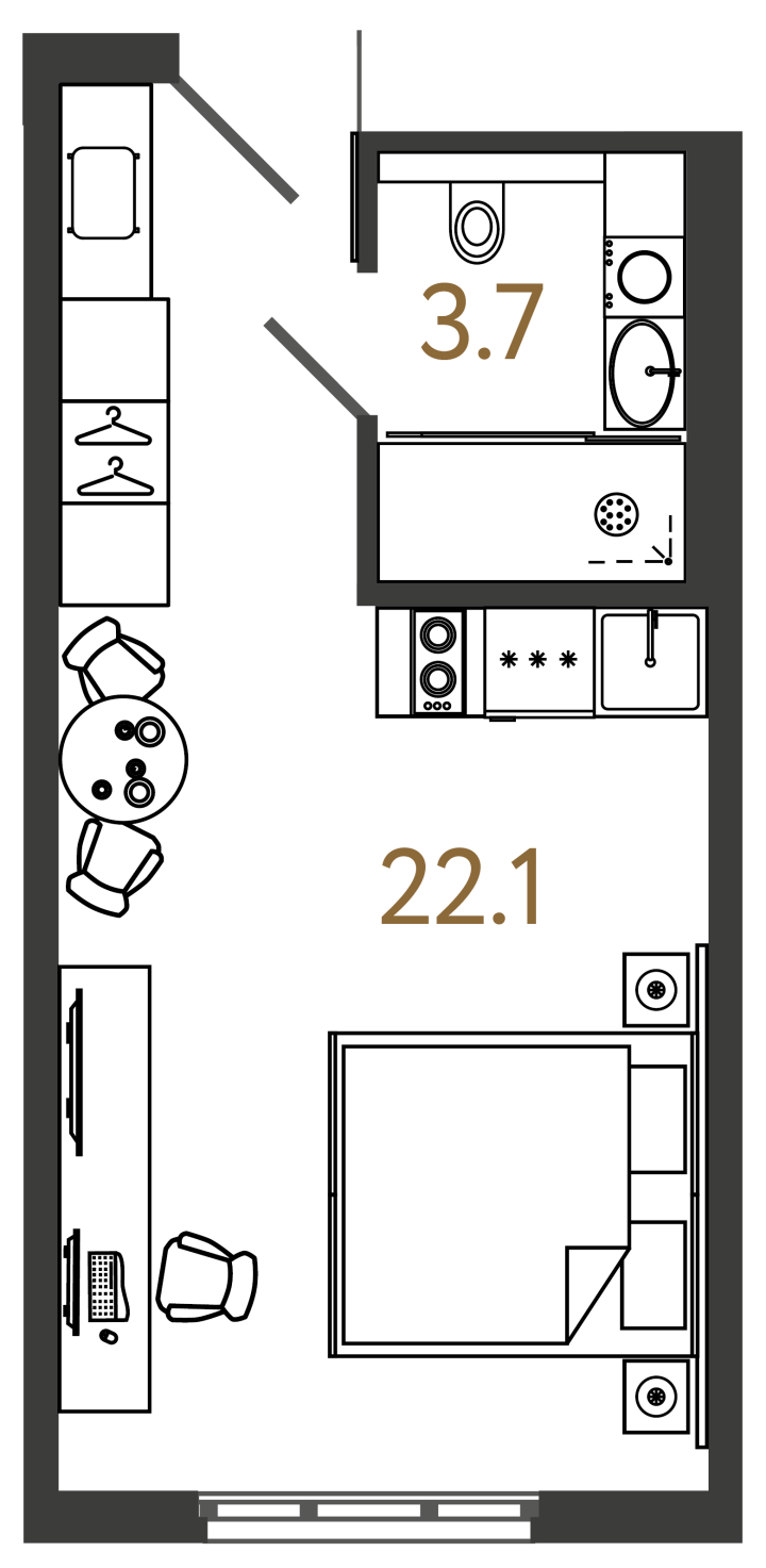 Студия 25.8 м², 4 этаж, 9 700 000 руб.