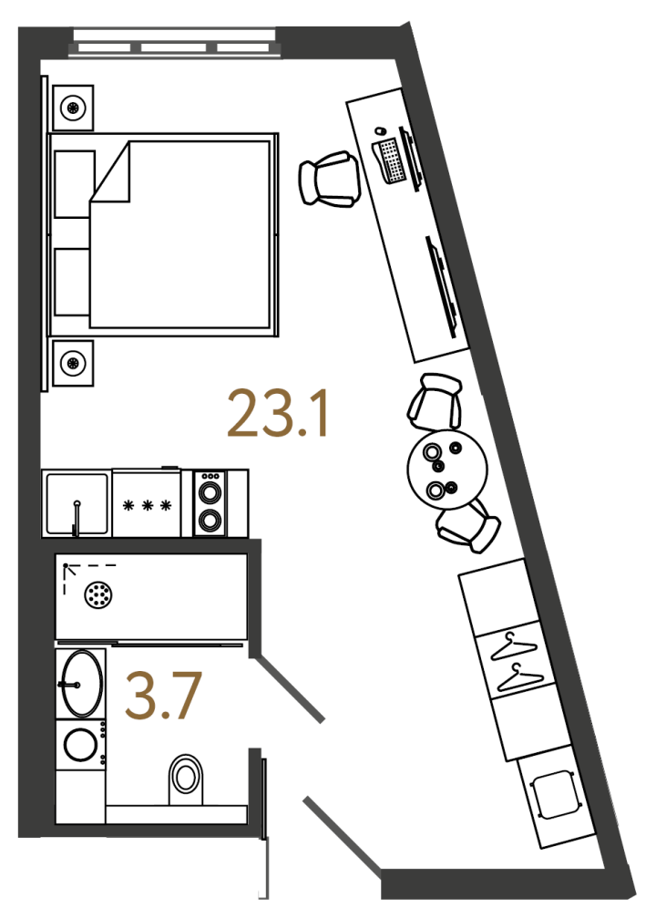 Студия 26.8 м², 4 этаж, 8 450 000 руб.