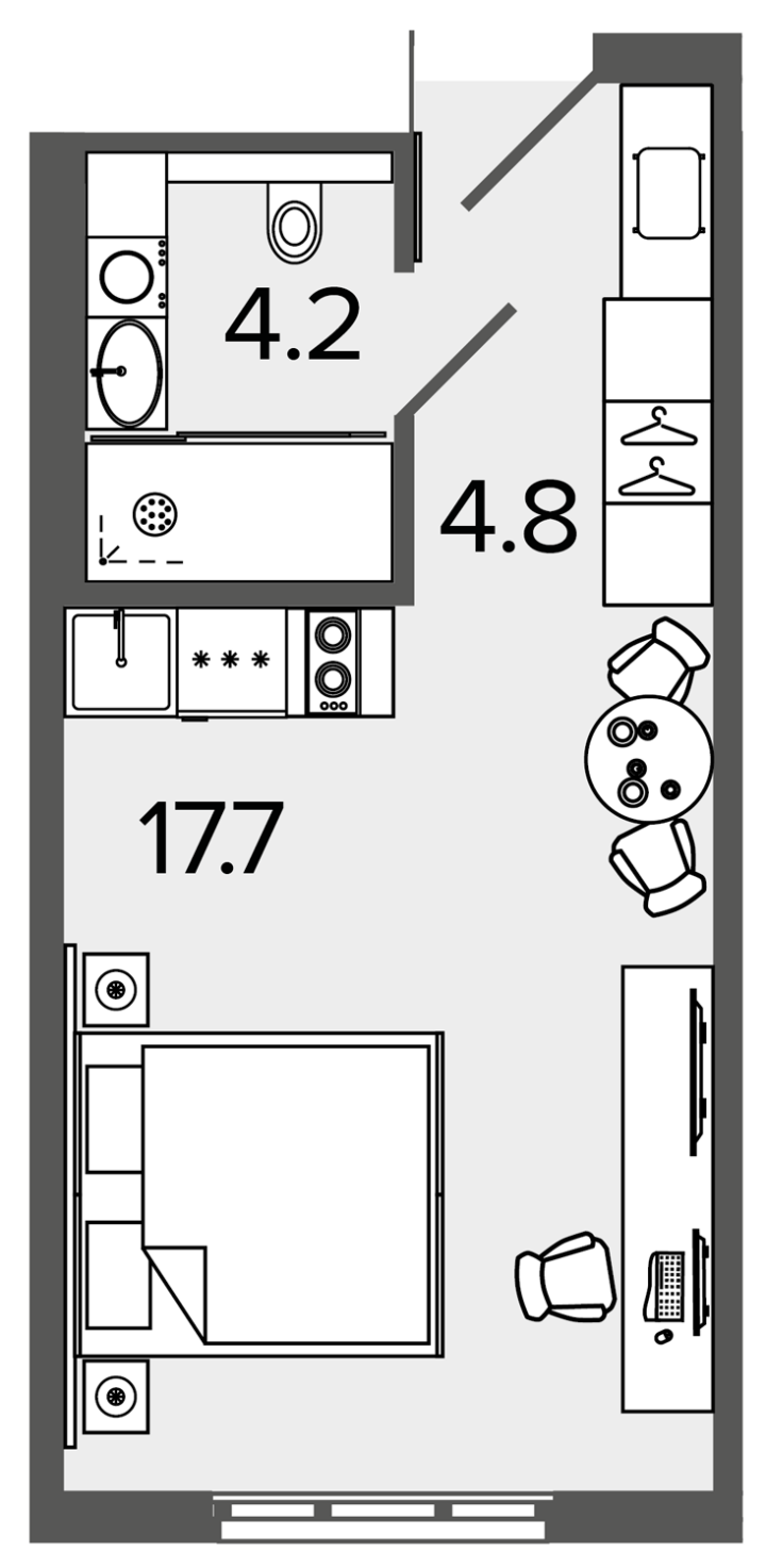 Студия 25.9 м², 4 этаж, 9 100 000 руб.