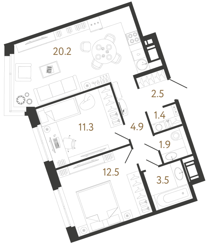 2-комнатная 58.2 м², 7 этаж, 20 359 058 руб.