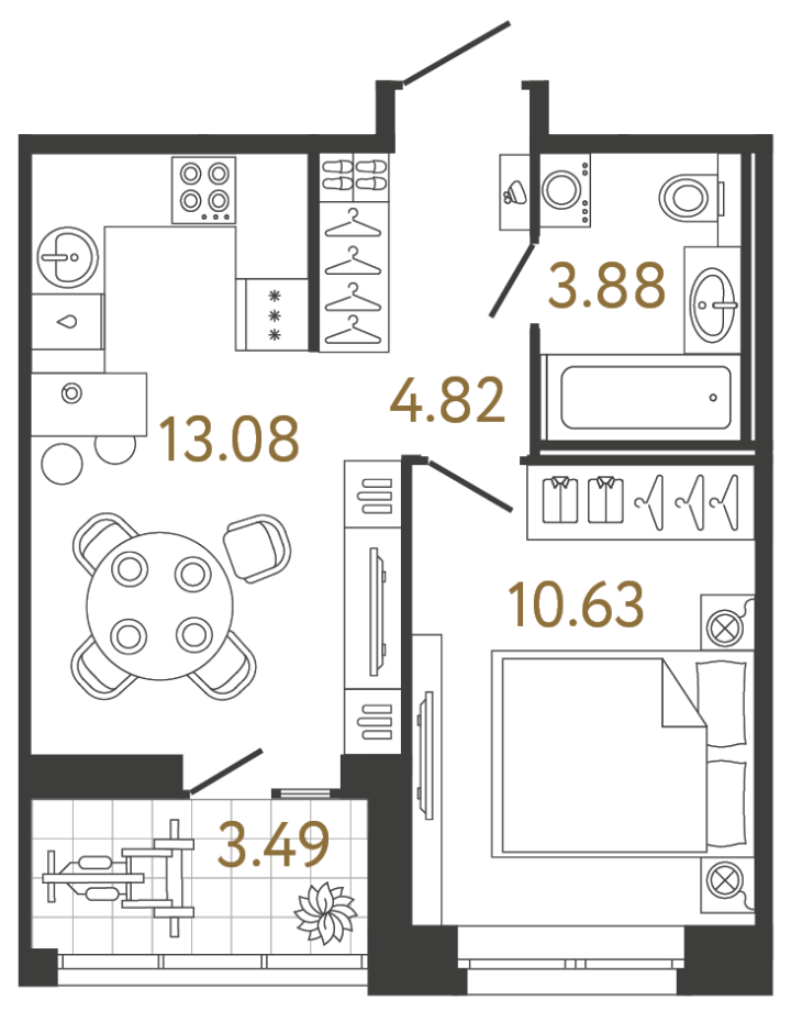 1-комнатная 32.41 м², 2 этаж, 8 137 910 руб.