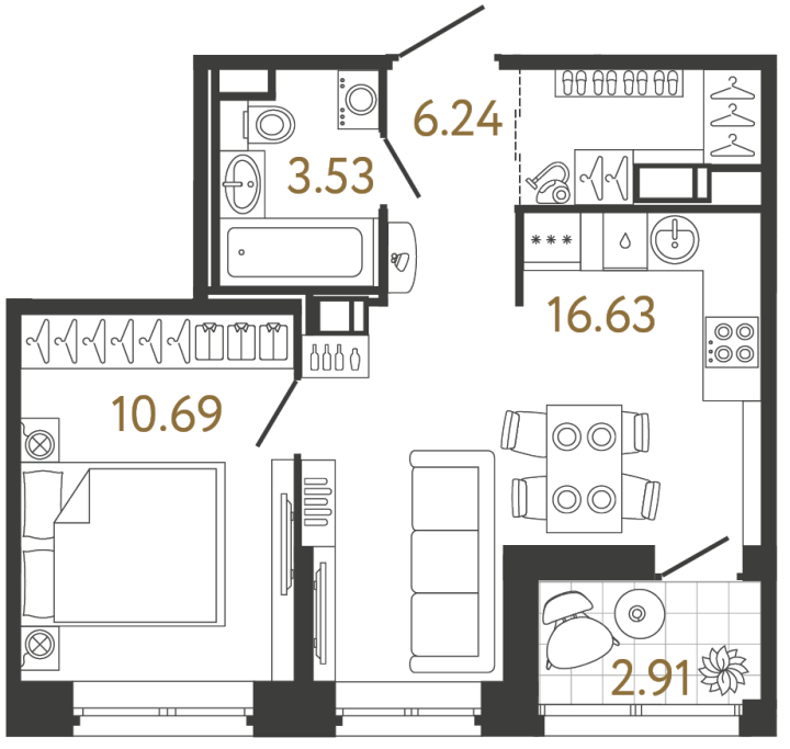 1-комнатная 37.09 м², 3 этаж, 9 049 839 руб.