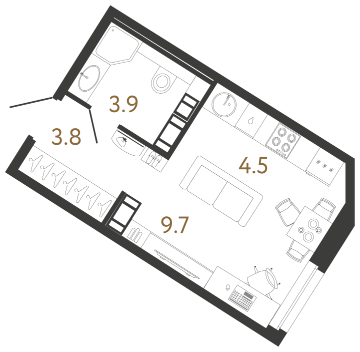 Студия 21.9 м², 13 этаж, 9 442 095 руб.