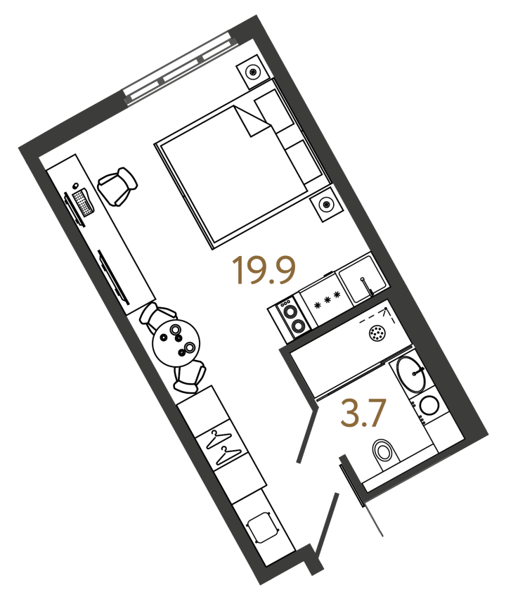 Студия 23.6 м², 13 этаж, 9 600 000 руб.