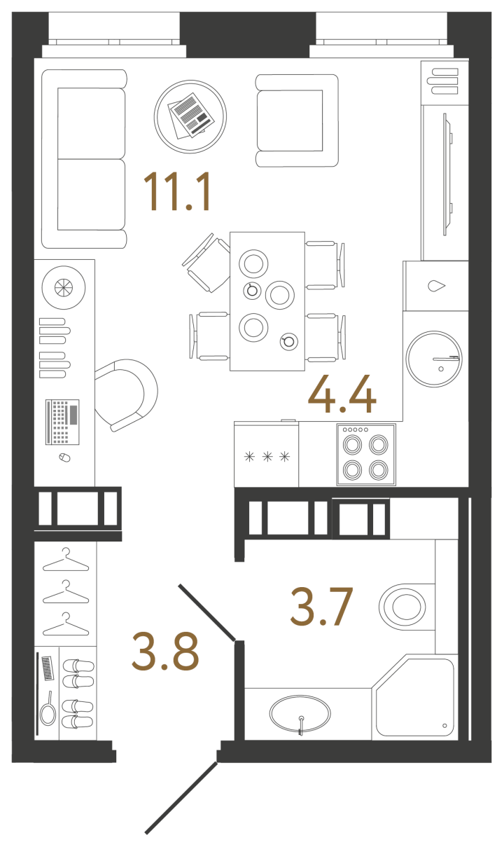 Студия 23 м², 9 этаж, 9 734 568 руб.