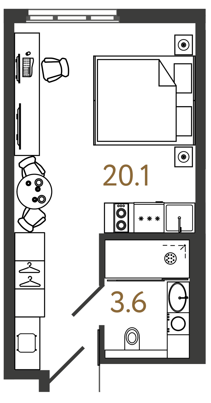Студия 23.7 м², 14 этаж, 9 600 000 руб.