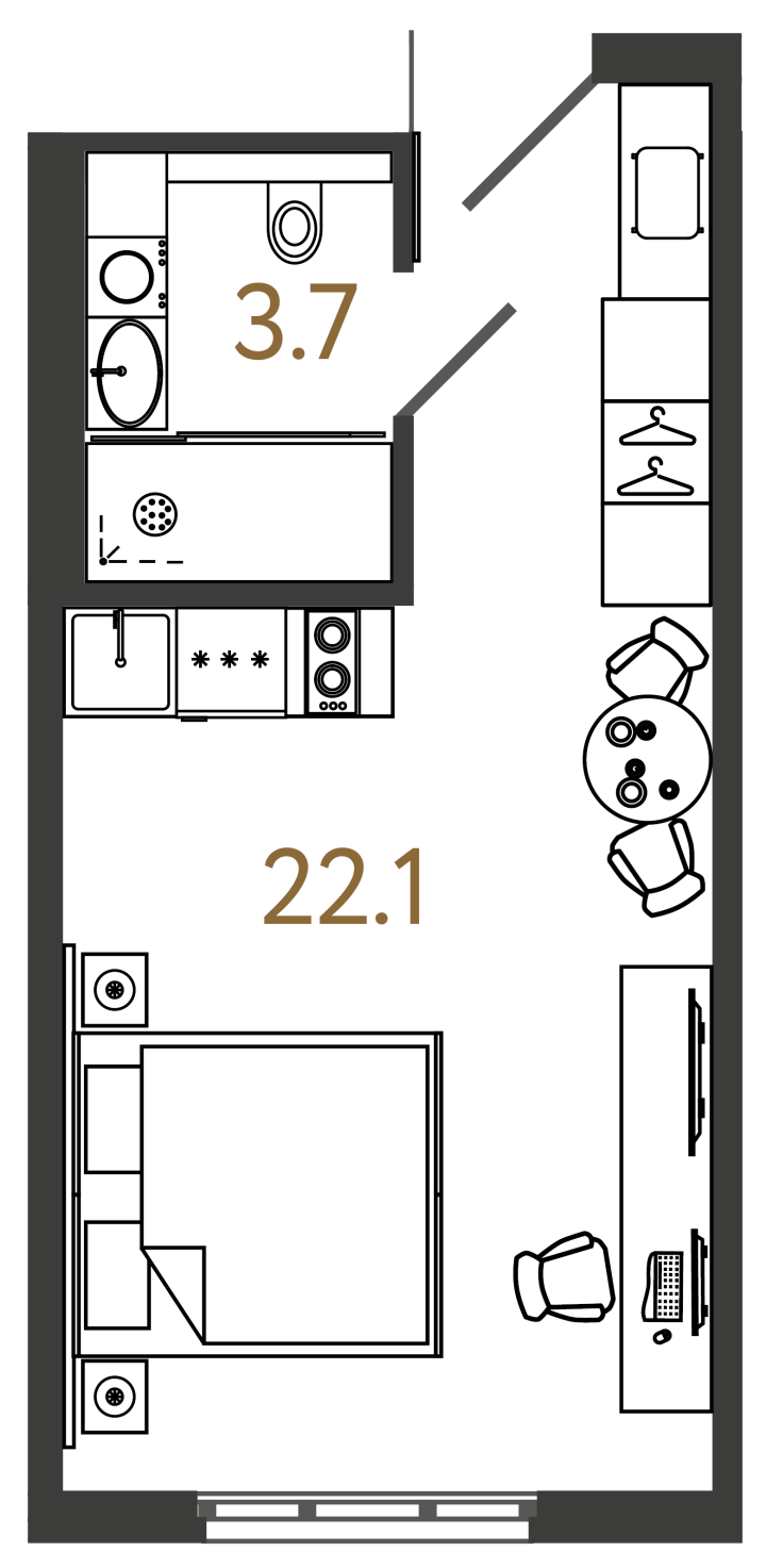 Студия 25.8 м², 4 этаж, 9 450 000 руб.