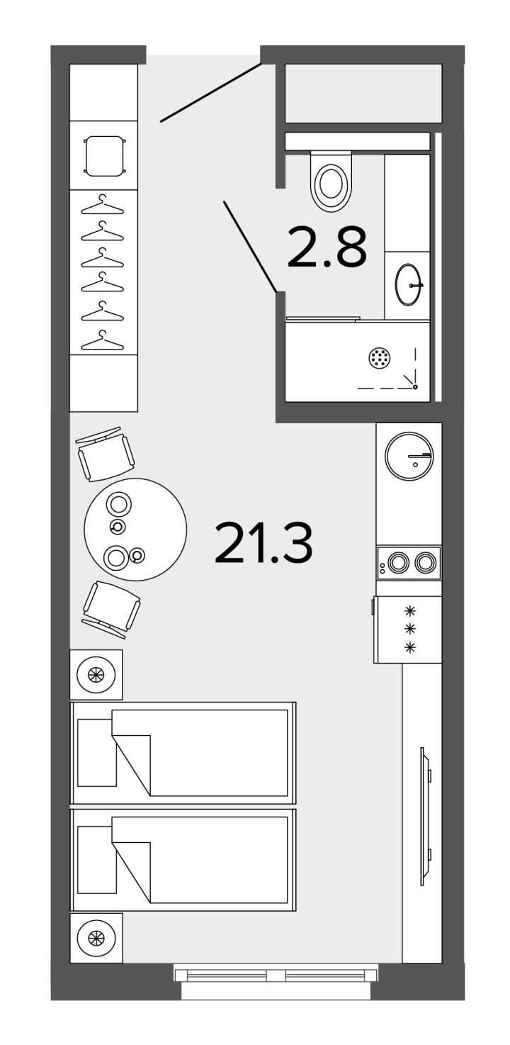 Студия 23.8 м², 6 этаж, 8 350 000 руб.