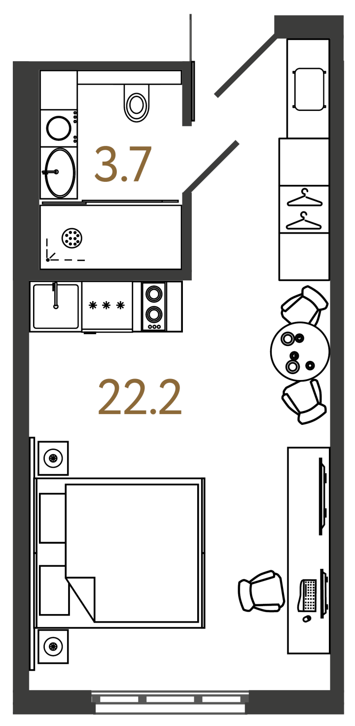 Студия 25.9 м², 15 этаж, 8 850 000 руб.