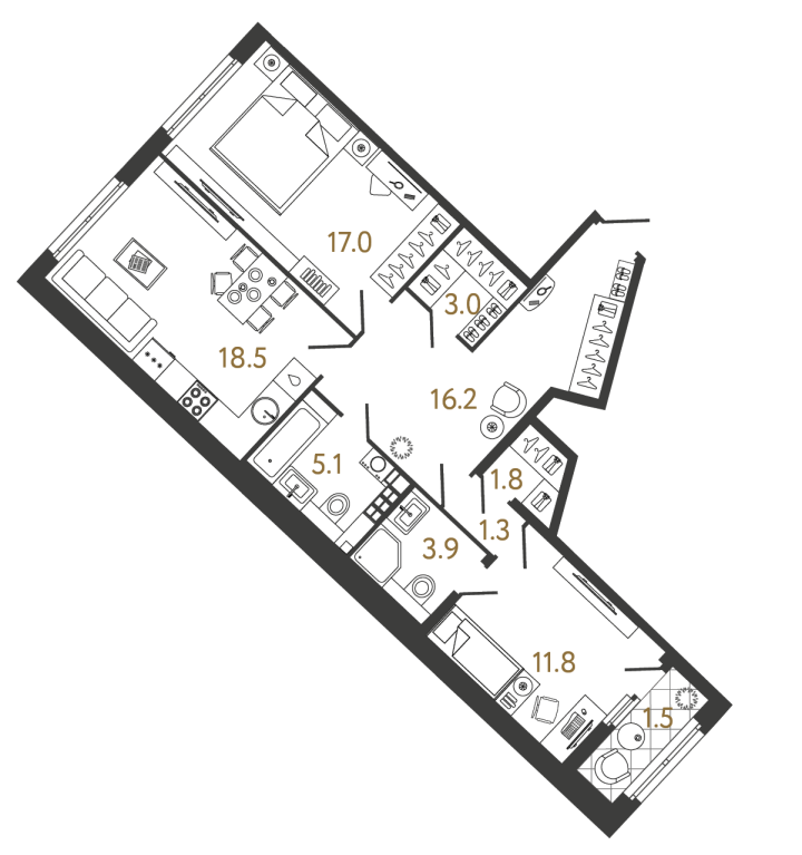 2-комнатная 78.6 м², 4 этаж, 41 217 834 руб.