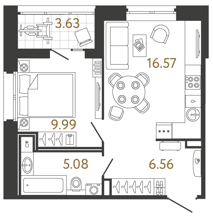 1-комнатная 38.2 м², 2 этаж, 9 124 427 руб.