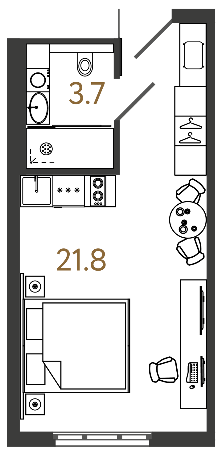 Студия 25.5 м², 3 этаж, 9 450 000 руб.