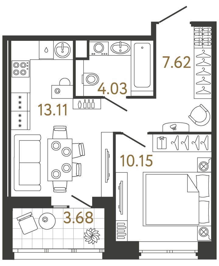 1-комнатная 34.91 м², 2 этаж, 8 845 848 руб.