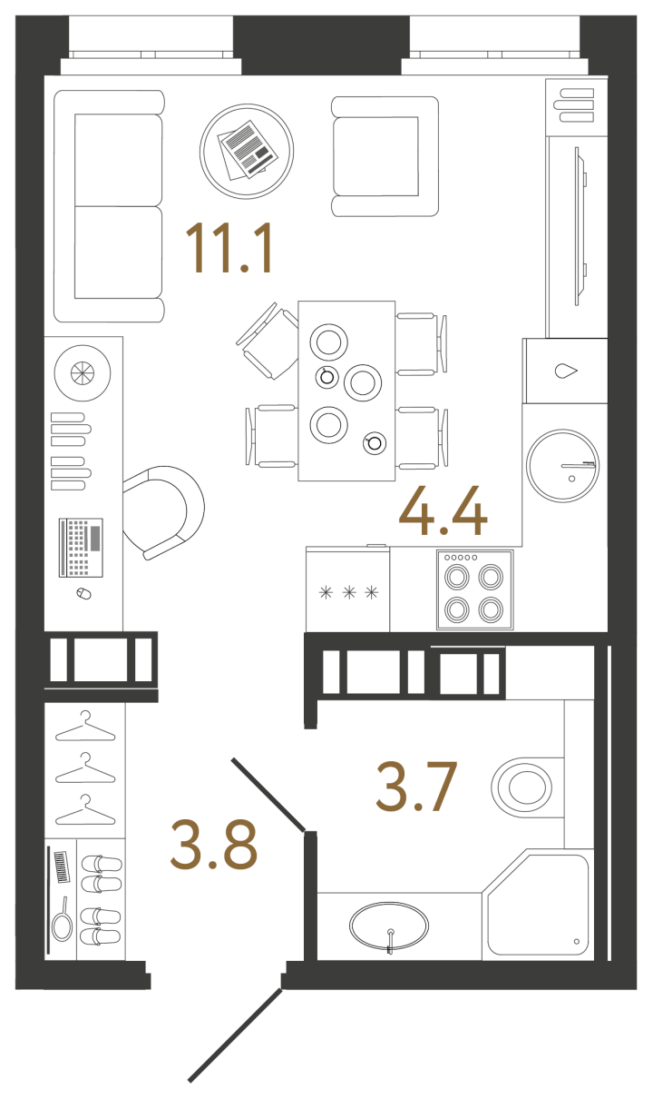 Студия 23 м², 5 этаж, 9 280 038 руб.