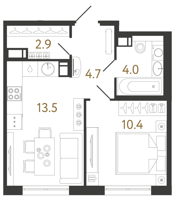 1-комнатная 35.5 м², 4 этаж, 11 196 558 руб.