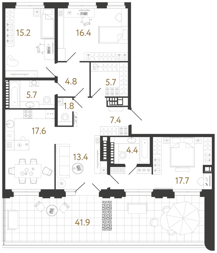 4-комнатная 110.1 м², 9 этаж, 69 363 000 руб.